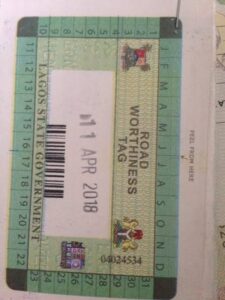 Road worthiness Tag